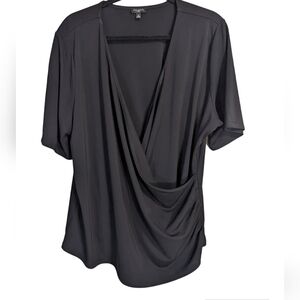 Talbot's cross over blouse size 2X in black. Short sleeves.